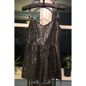 Divided H&M Sequin Romper Party Jumpsuit Sequence V Neck Sleeveless Black Size S